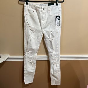 Wild Fable Women's High Rise Skinny Stretch White Ripped Jeans Size 4 New